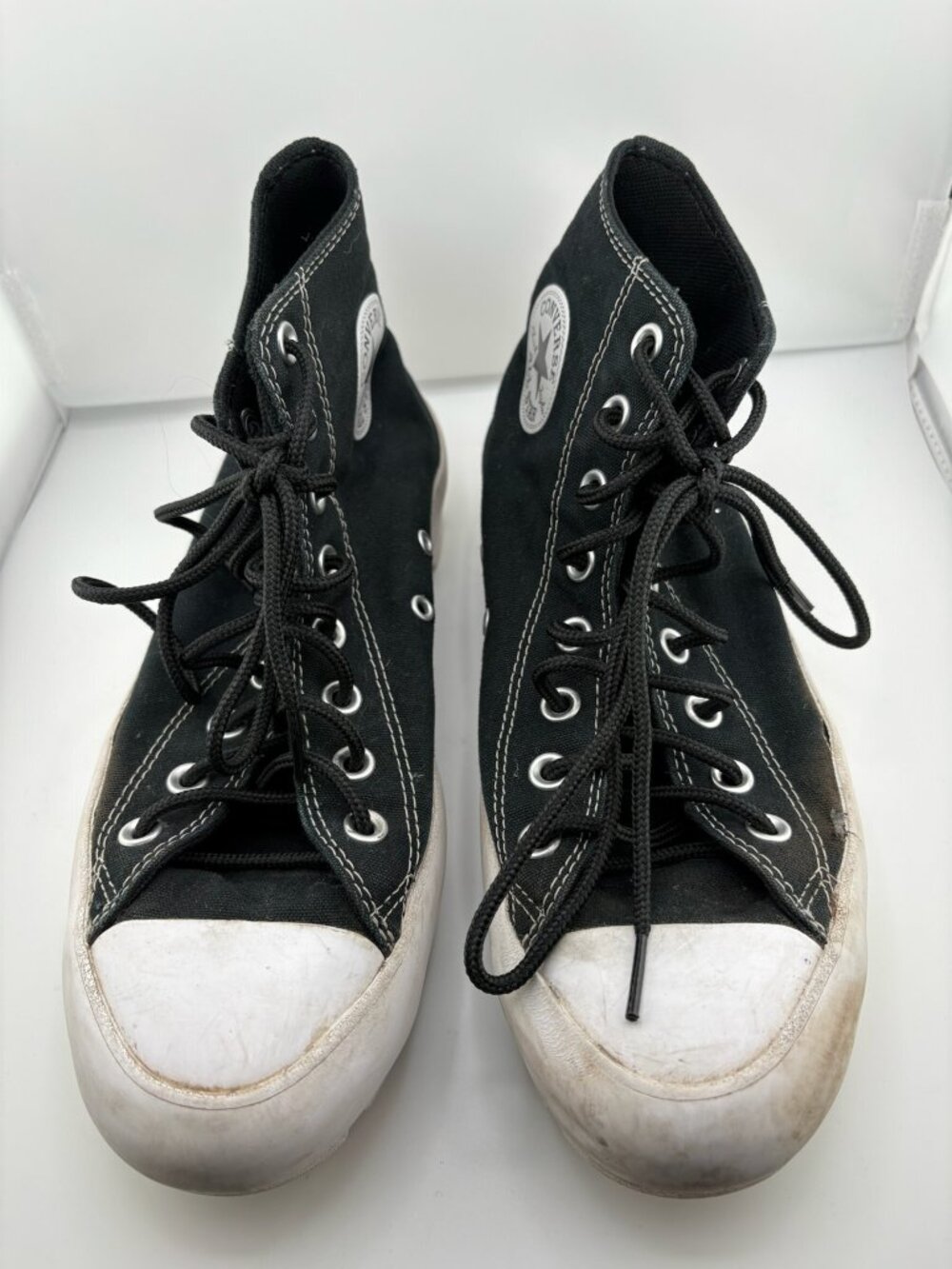 #S123 Converse Chuck TaylorAll Star Lugged High‑Top Black Canvas / White Outsole